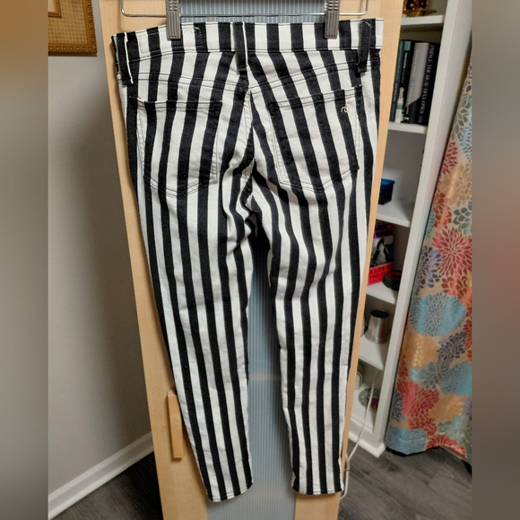 Rag & Bone Black White Striped Capri Jeans Made In USA Stylish Chic - Picture 2 of 7
